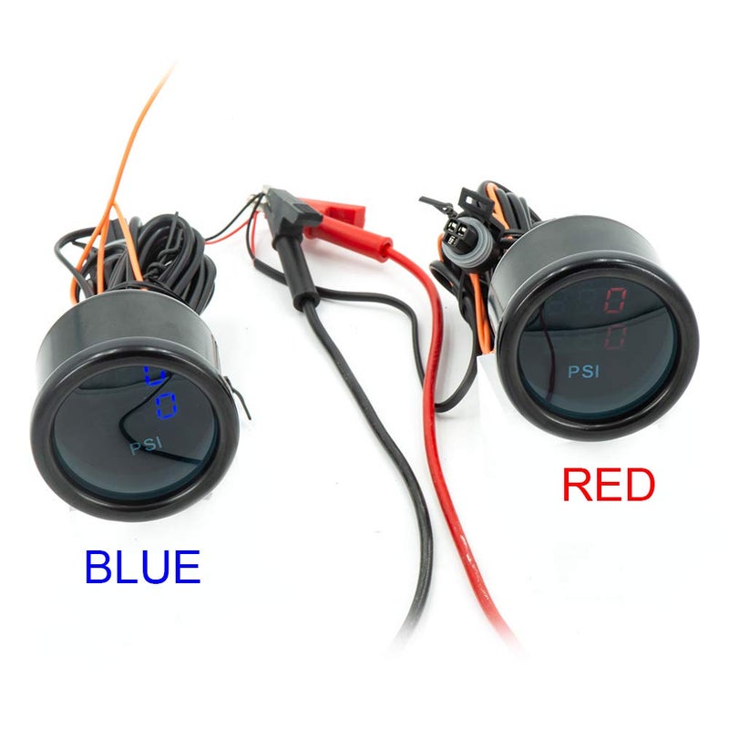 CNRAQR Dual Display Air Suspension Gauge Air Ride Air Pressure Gauge 2Inch 0-220PSI with 2Pcs 1/8NPT Sensors and 16.5ft Sensor Cable LCD Red - Image 5